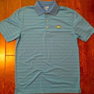 Mens “Masters Tech” polo shirt, size small, fits like a medium